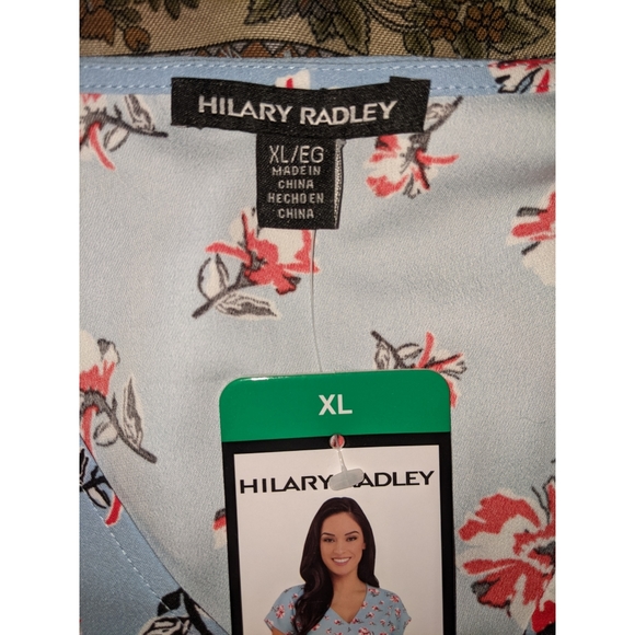 Hilary Radley Size XL Blue Floral Blouse NWT - Picture 4 of 5